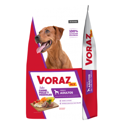 VORAZ ADULTOS MIX CARNE POLLO VEGETALES 20 KG + 2 GRATIS
